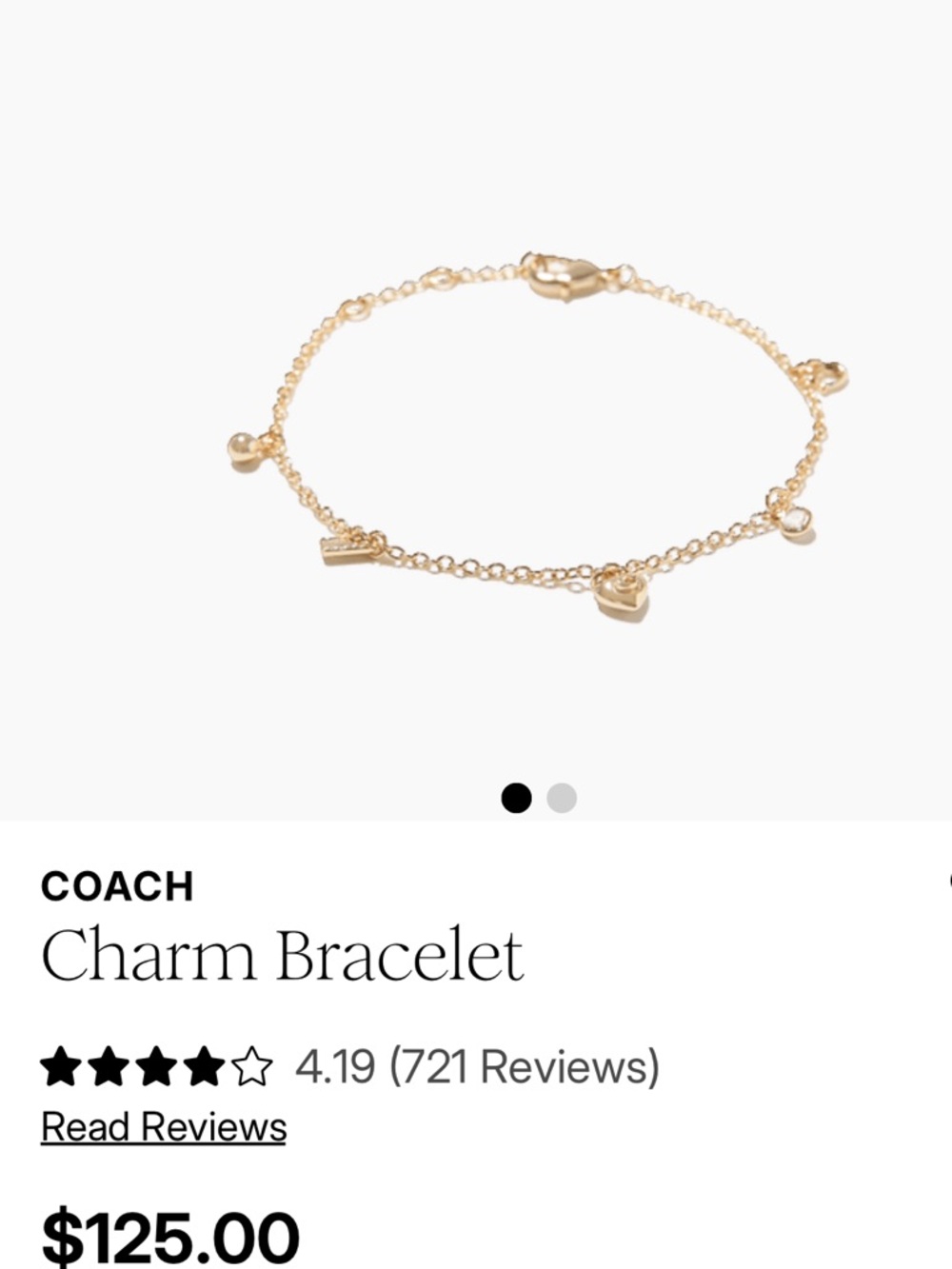 New coach charm bracelet